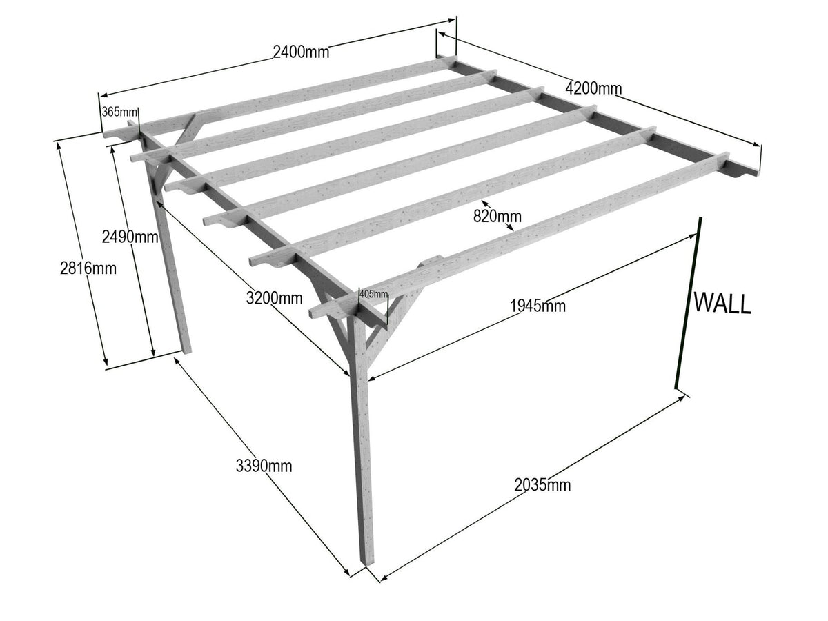 Wall Mounted Wooden Pergola Kit - Corbel Design - SGP Garden Ltd