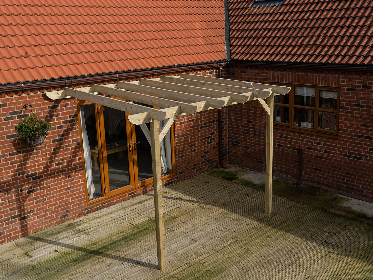 Wall Mounted Wooden Pergola Kit - Corbel Design - SGP Garden Ltd
