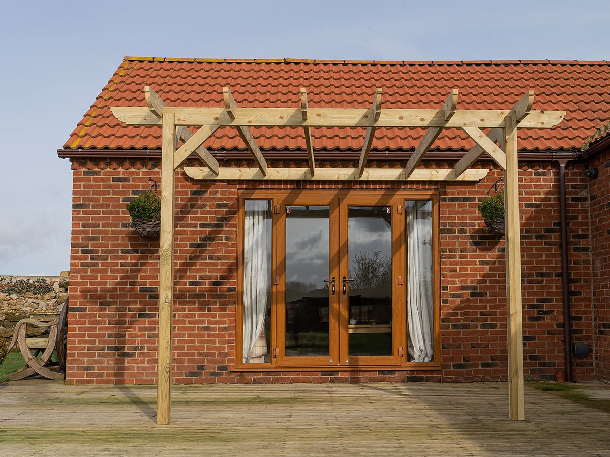 Wall Mounted Wooden Pergola Kit - Corbel Design - SGP Garden Ltd