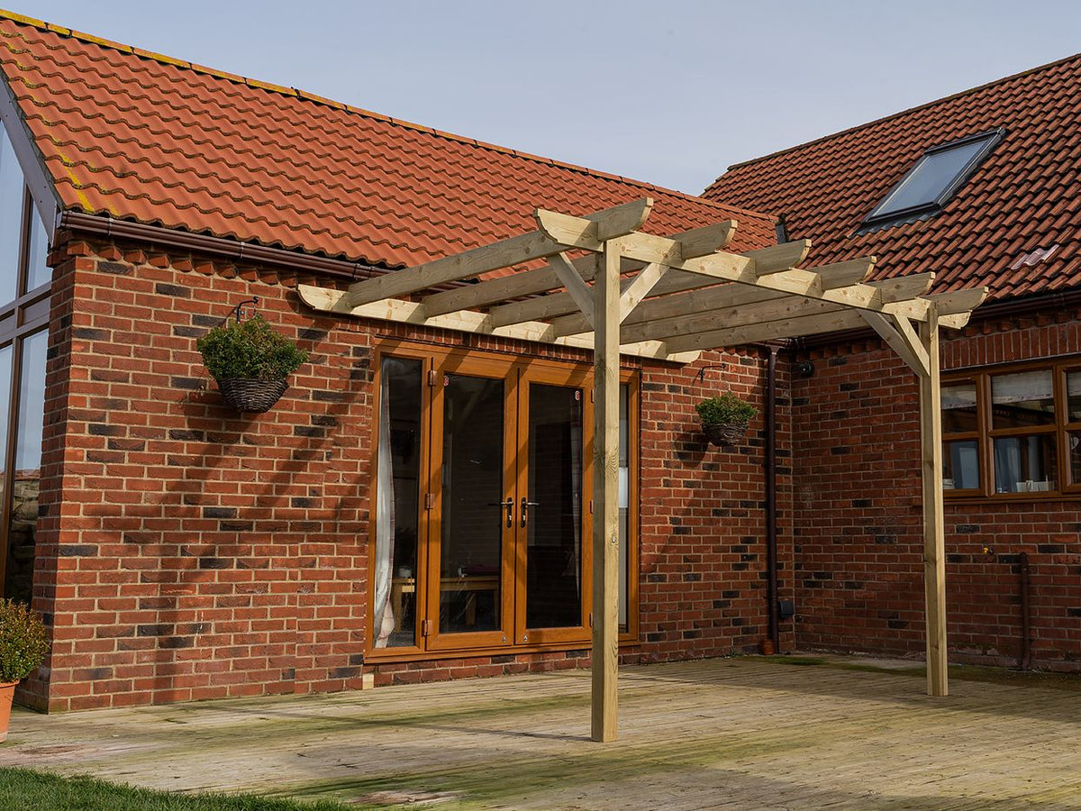 Wall Mounted Wooden Pergola Kit - Corbel Design - SGP Garden Ltd