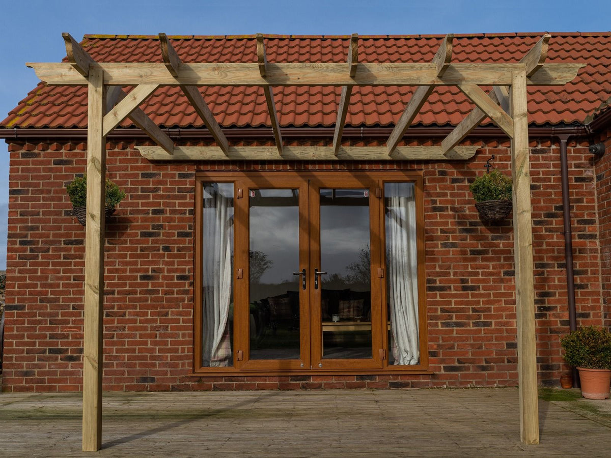 Wall Mounted Wooden Pergola Kit - Longhorn Design - SGP Garden Ltd