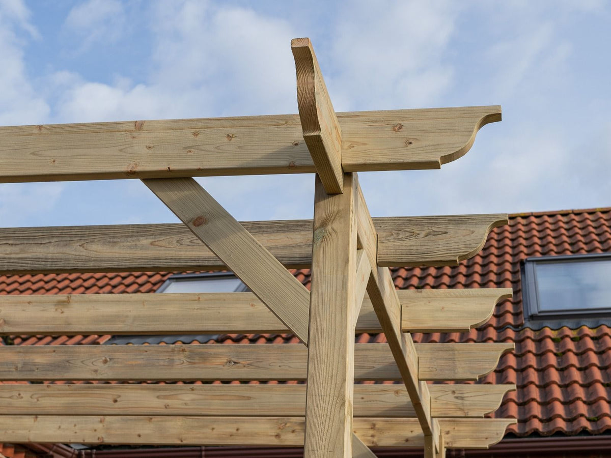 Wall Mounted Wooden Pergola Kit - Longhorn Design - SGP Garden Ltd