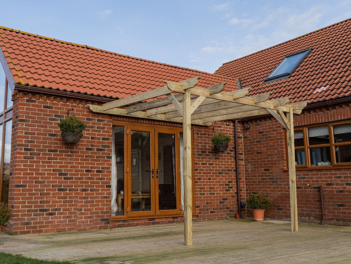 Wall Mounted Wooden Pergola Kit - Longhorn Design - SGP Garden Ltd