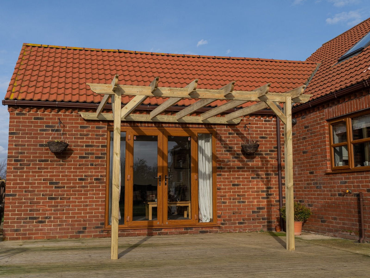 Wall Mounted Wooden Pergola Kit - Longhorn Design - SGP Garden Ltd