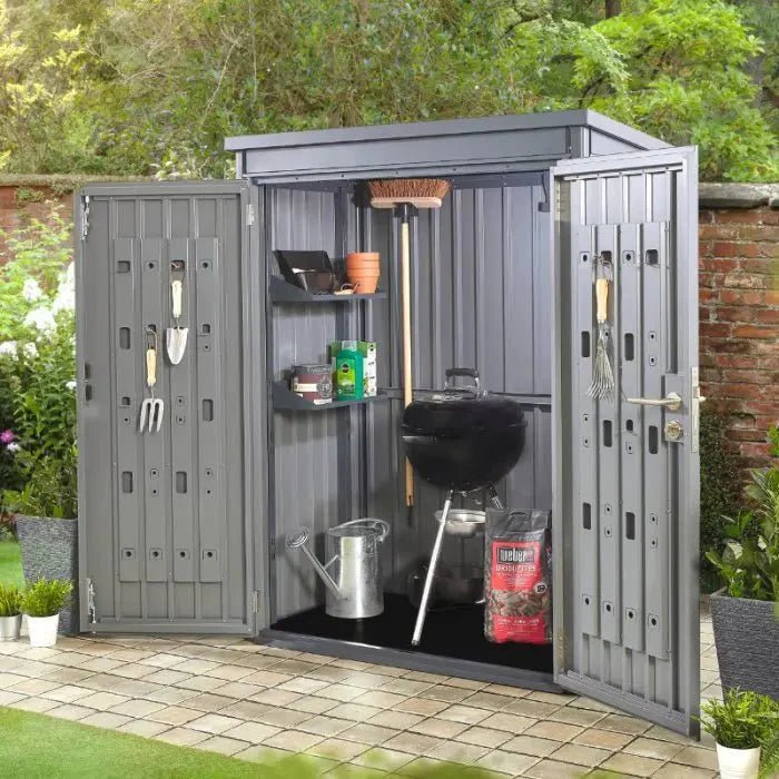 Weston storage shed W 1.45m x D 0.85m x H 1.85m Grey - SGP Garden Ltd