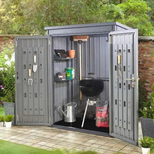 Weston storage shed W 1.45m x D 0.85m x H 1.85m Grey - SGP Garden Ltd
