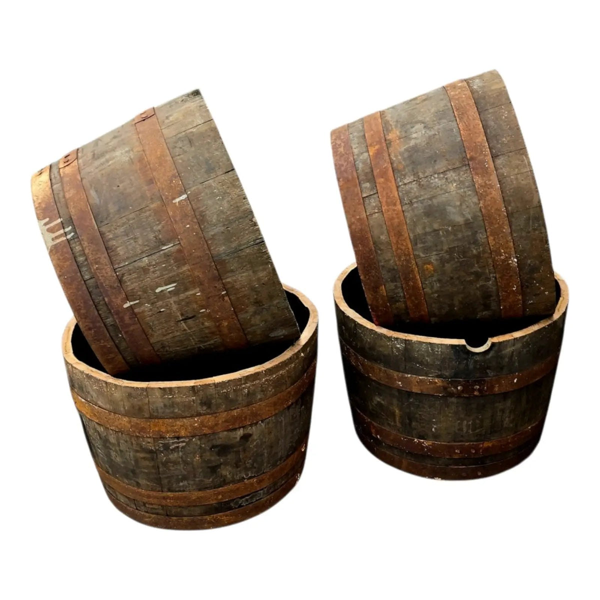 Whisky Barrel Flower Pot Planter With Drainage Hole Whiskey Half Barrels Garden Patio - SGP Garden Ltd