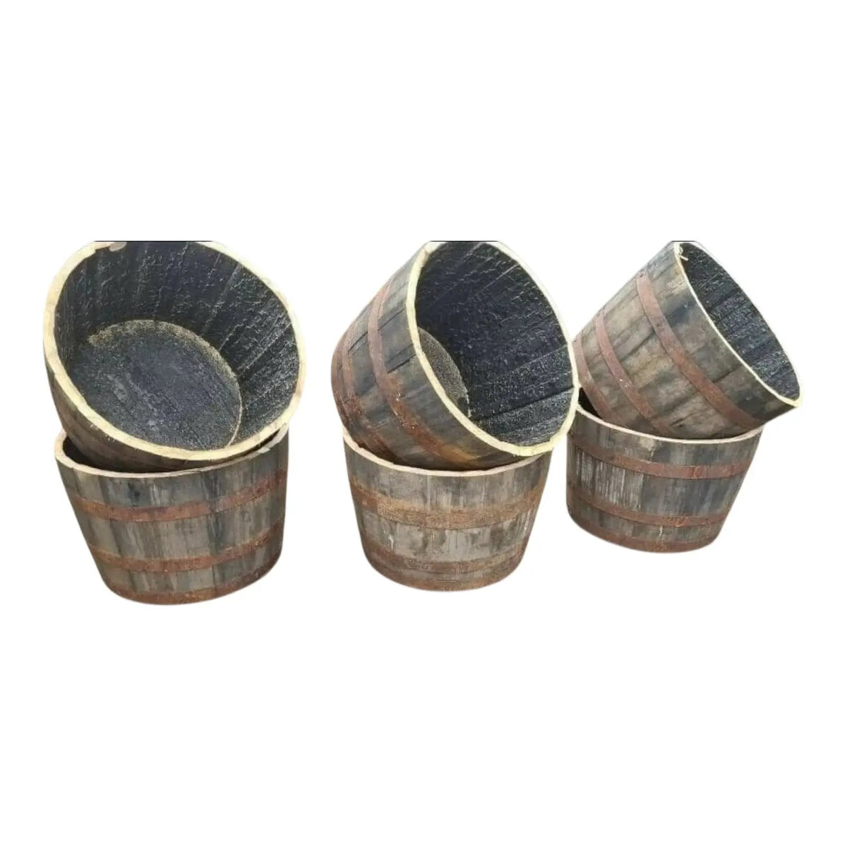 Whisky Barrel Flower Pot Planter With Drainage Hole Whiskey Half Barrels Garden Patio - SGP Garden Ltd
