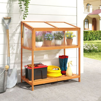 Wood Cold Frame Greenhouse with Slatted Storage Shelf - SGP Garden Ltd