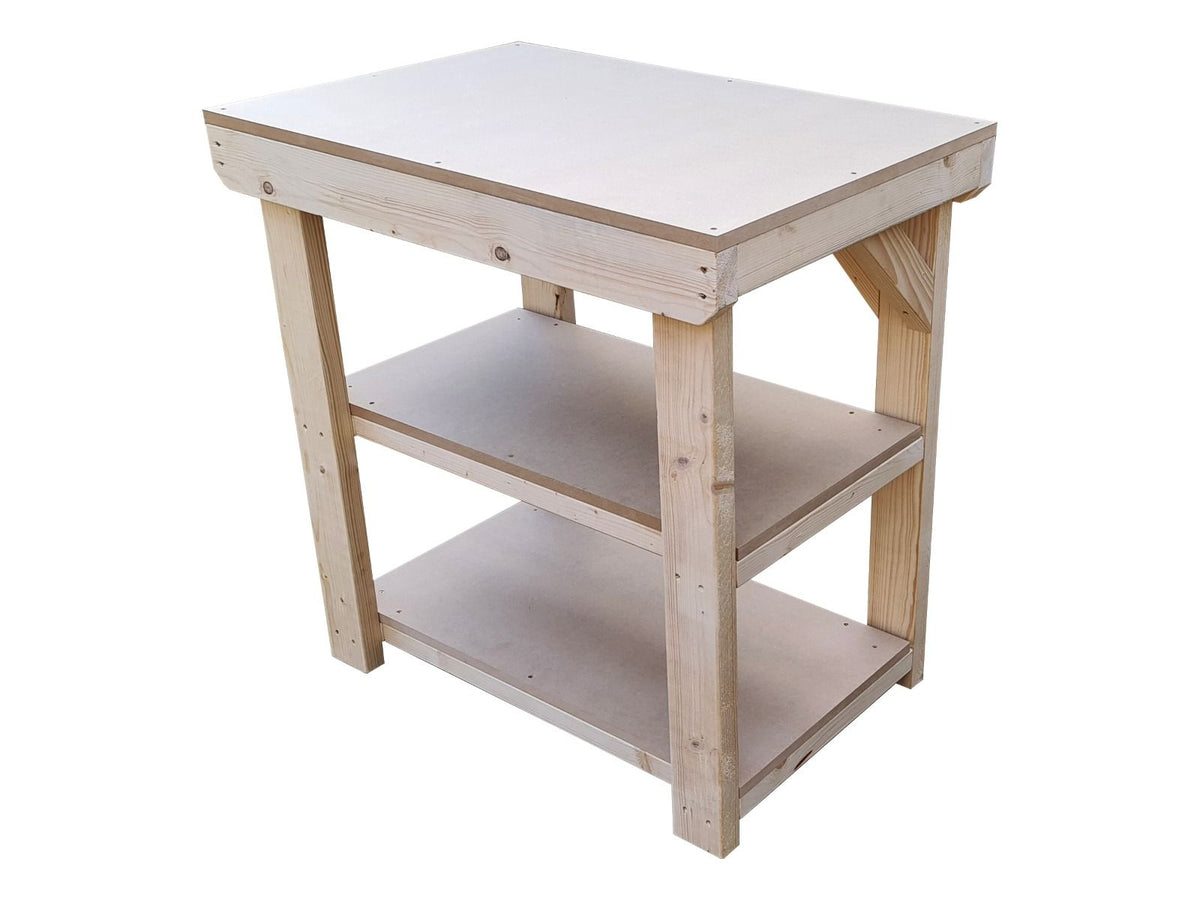 Wooden 18mm MDF Top Workbench with Double Shelf (Clearance range) - SGP Garden Ltd