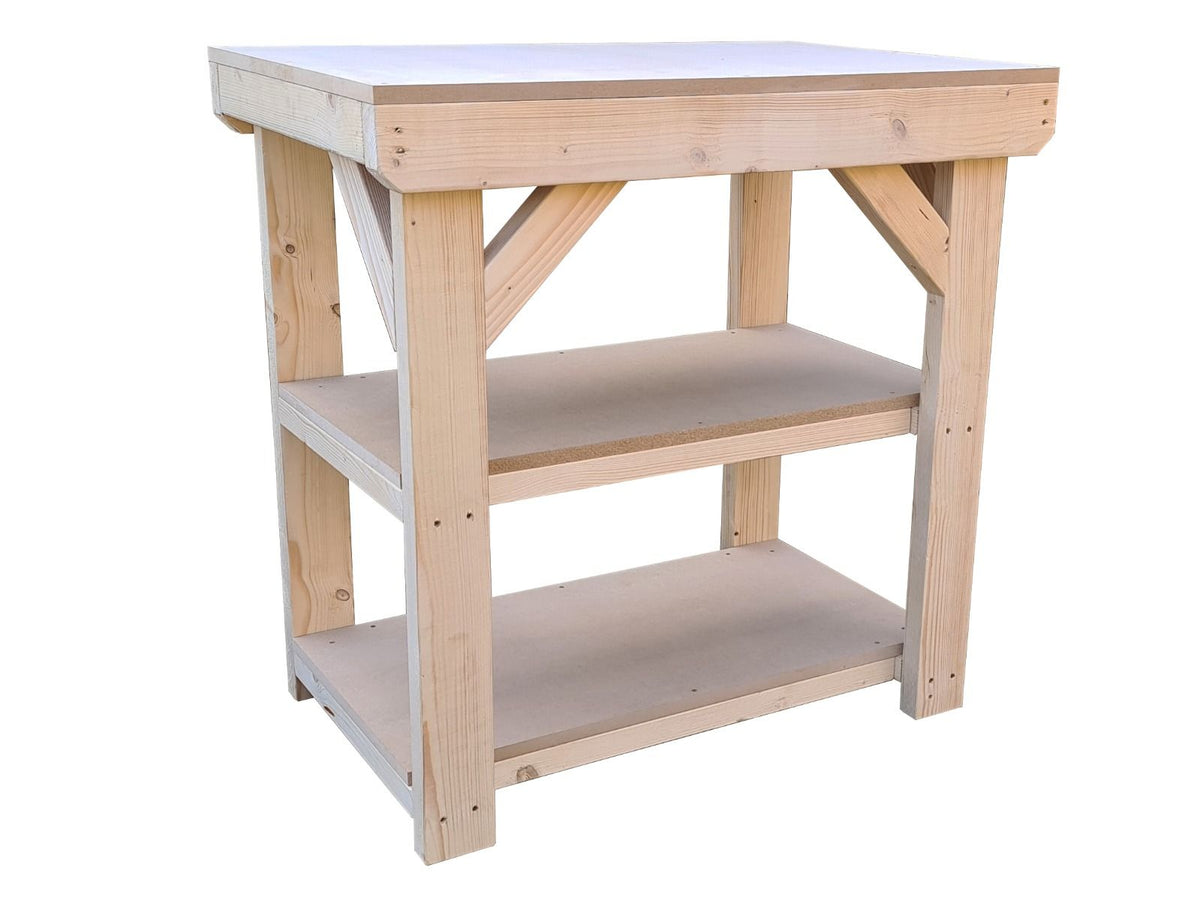 Wooden 18mm MDF Top Workbench with Double Shelf (Clearance range) - SGP Garden Ltd