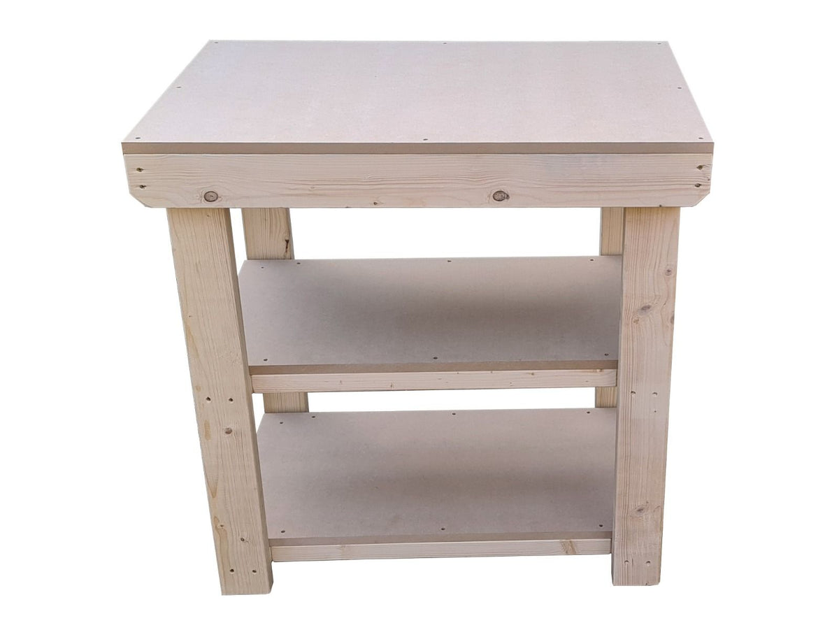 Wooden 18mm MDF Top Workbench with Double Shelf (Clearance range) - SGP Garden Ltd