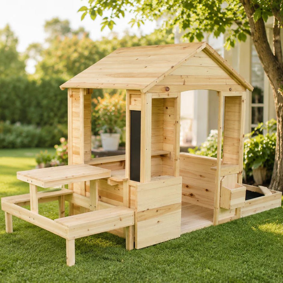 Wooden Children’s Picnic Table - Playhouse Table & Bench Accessory - SGP Garden Ltd