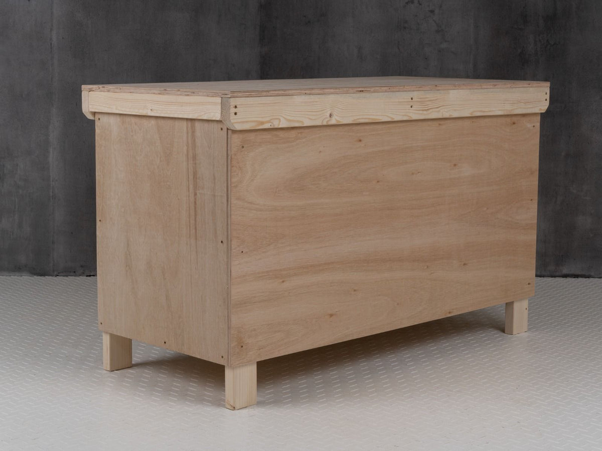 Wooden Eucalyptus hardwood top workbench with lockable cupboard (V.9) - SGP Garden Ltd