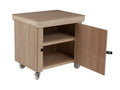 Wooden Eucalyptus hardwood top workbench with lockable cupboard (V.9) double shelf and wheels - SGP Garden Ltd