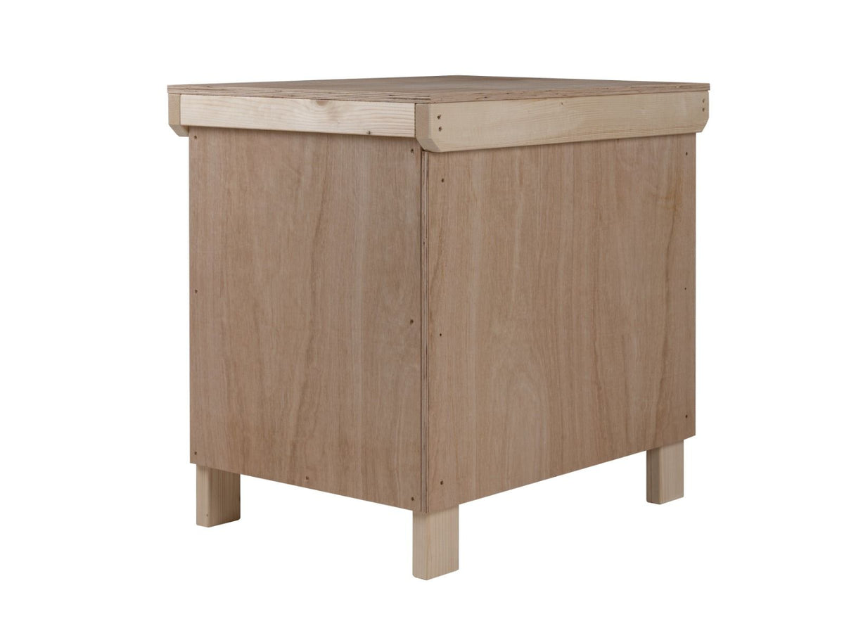 Wooden Eucalyptus hardwood top workbench with lockable cupboard (V.9) with double shelf - SGP Garden Ltd