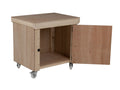Wooden Eucalyptus hardwood top workbench with lockable cupboard (V.9) with wheels - SGP Garden Ltd
