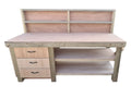 Wooden Eucalyptus top tool cabinet workbench with storage shelf (V.7) with back panel and double shelf - SGP Garden Ltd