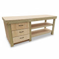 Wooden Eucalyptus top tool cabinet workbench with storage shelf (V.7) with double shelf - SGP Garden Ltd