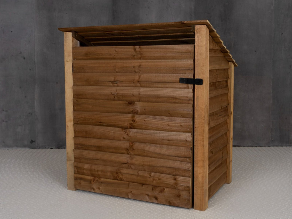 Wooden Garden Tool Storage (Roof Sloping Back) W-119cm, H-126cm or 180cm, D-88cm - Brown Finish - SGP Garden Ltd
