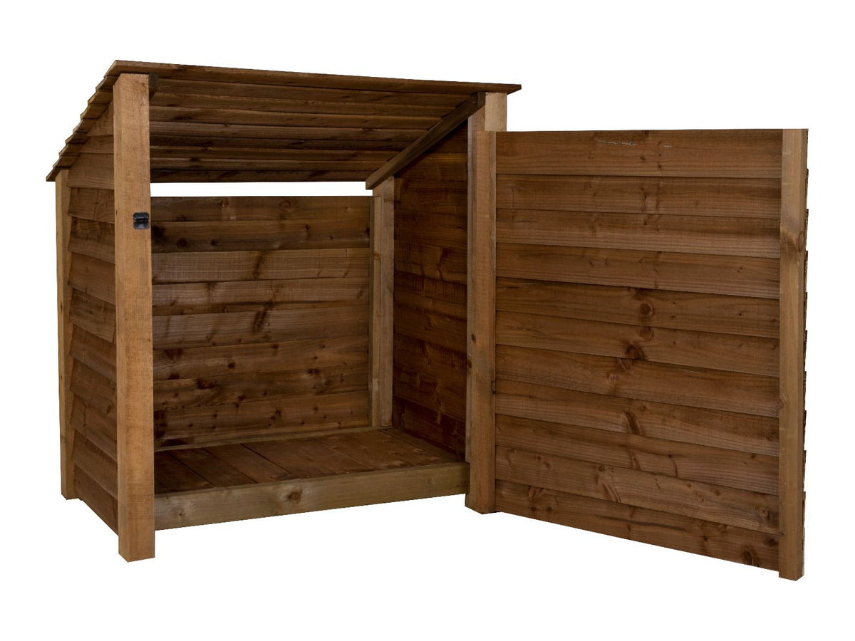 Wooden Garden Tool Storage (Roof Sloping Back) W-119cm, H-126cm or 180cm, D-88cm - Brown Finish - SGP Garden Ltd