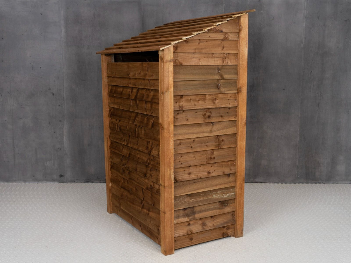 Wooden Garden Tool Storage (Roof Sloping Back) W-119cm, H-126cm or 180cm, D-88cm - Brown Finish - SGP Garden Ltd