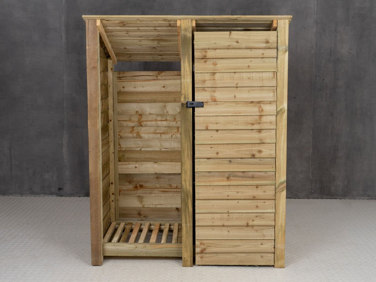 Wooden Garden Tool Storage (Roof Sloping Back) W-146cm, H-126cm or 180cm, D-88cm - SGP Garden Ltd