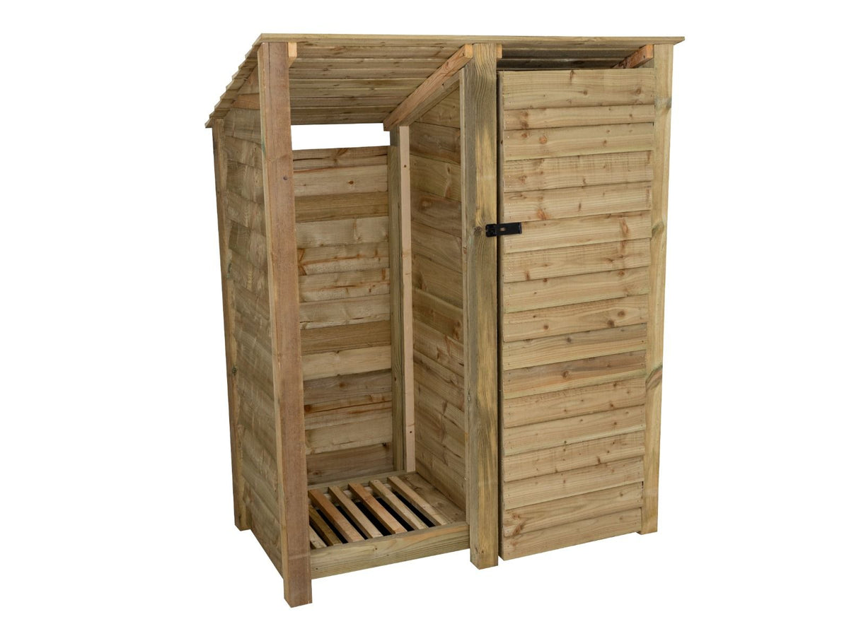 Wooden Garden Tool Storage (Roof Sloping Back) W-146cm, H-126cm or 180cm, D-88cm - SGP Garden Ltd