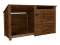 Wooden Garden Tool Storage (Roof Sloping Back) W-227cm, H-126cm or 180cm, D-88cm - Brown Finish - SGP Garden Ltd