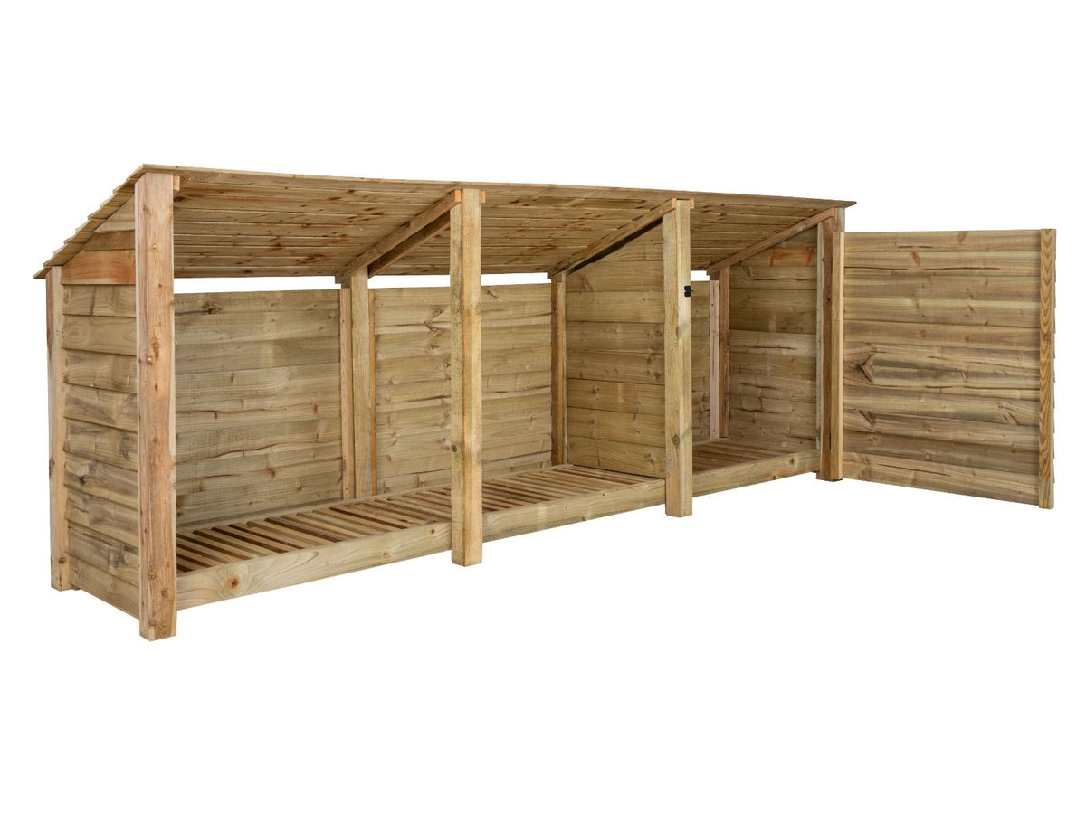 Wooden Garden Tool Storage (Roof Sloping Back) W-335cm, H-126cm or 180cm, D-88cm - SGP Garden Ltd