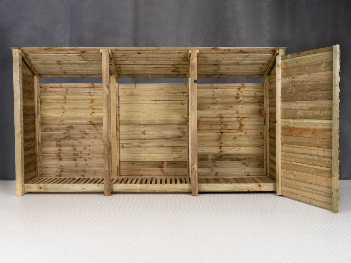 Wooden Garden Tool Storage (Roof Sloping Back) W-335cm, H-126cm or 180cm, D-88cm - SGP Garden Ltd