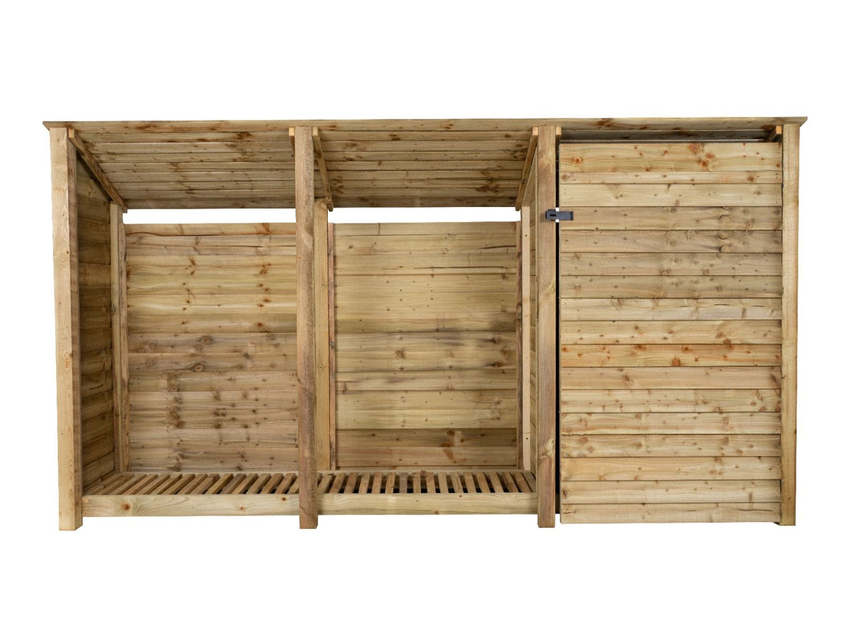 Wooden Garden Tool Storage (Roof Sloping Back) W-335cm, H-126cm or 180cm, D-88cm - SGP Garden Ltd