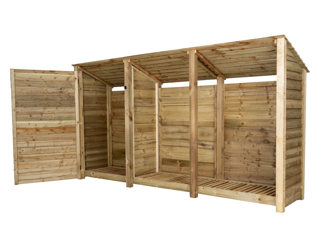 Wooden Garden Tool Storage (Roof Sloping Back) W-335cm, H-126cm or 180cm, D-88cm - SGP Garden Ltd