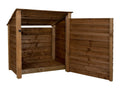 Wooden Garden Tool Storage (Roof Sloping Back) W-99cm, H-126cm or 180cm, D-88cm - Brown Finish - SGP Garden Ltd