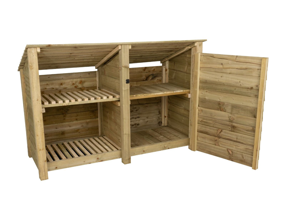 Wooden Garden Tool Storage (Roof Sloping Back) with Shelf W-187cm, H-126cm or 180cm, D-88cm - SGP Garden Ltd