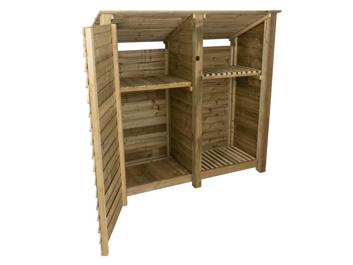 Wooden Garden Tool Storage (Roof Sloping Back) with Shelf W-187cm, H-126cm or 180cm, D-88cm - SGP Garden Ltd