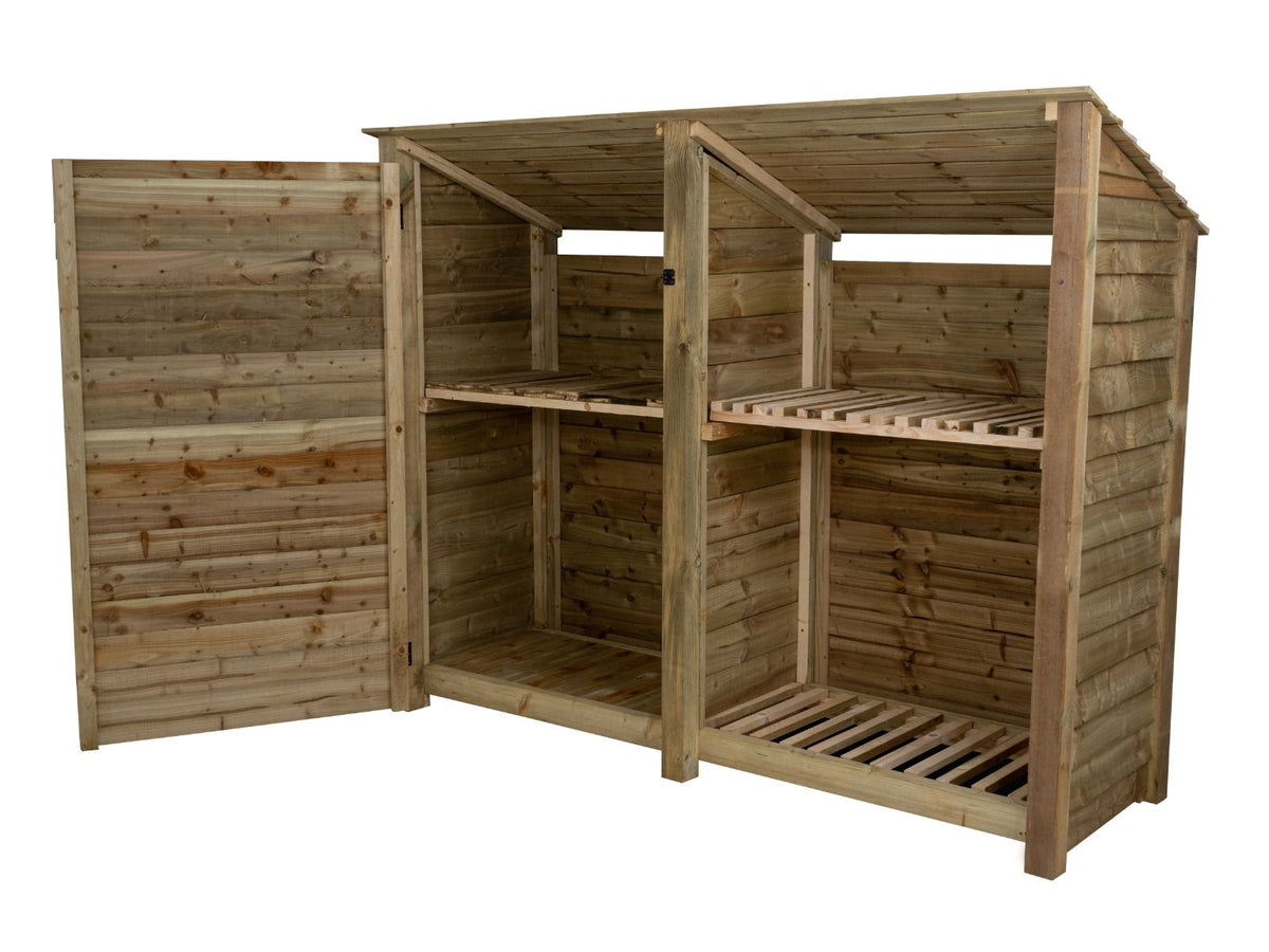 Wooden Garden Tool Storage (Roof Sloping Back) with Shelf W-227cm, H-126cm or 180cm, D-88cm - SGP Garden Ltd