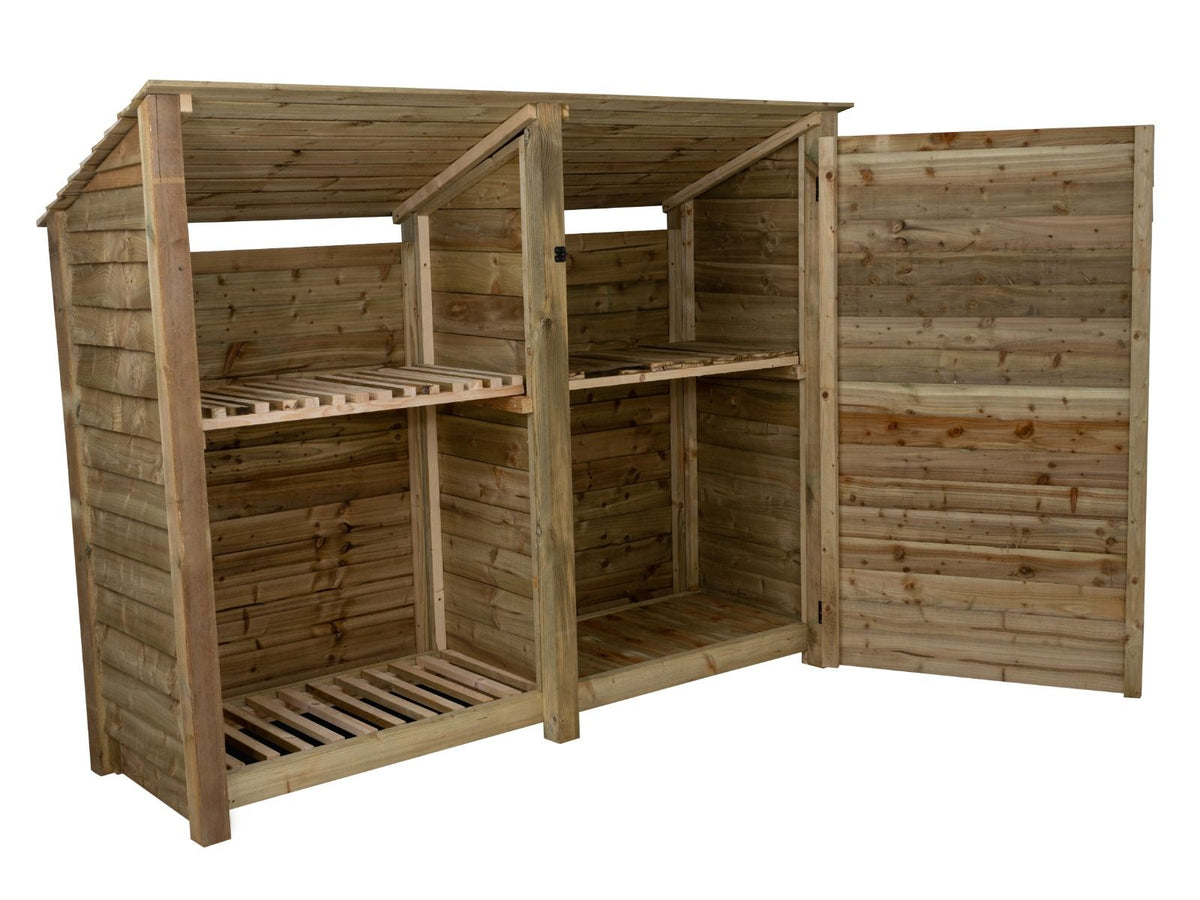 Wooden Garden Tool Storage (Roof Sloping Back) with Shelf W-227cm, H-126cm or 180cm, D-88cm - SGP Garden Ltd