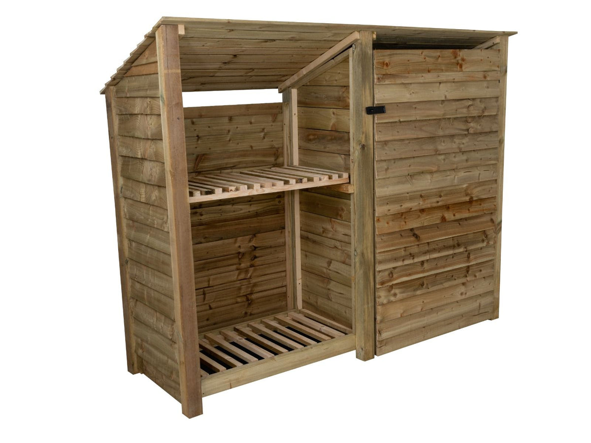 Wooden Garden Tool Storage (Roof Sloping Back) with Shelf W-227cm, H-126cm or 180cm, D-88cm - SGP Garden Ltd