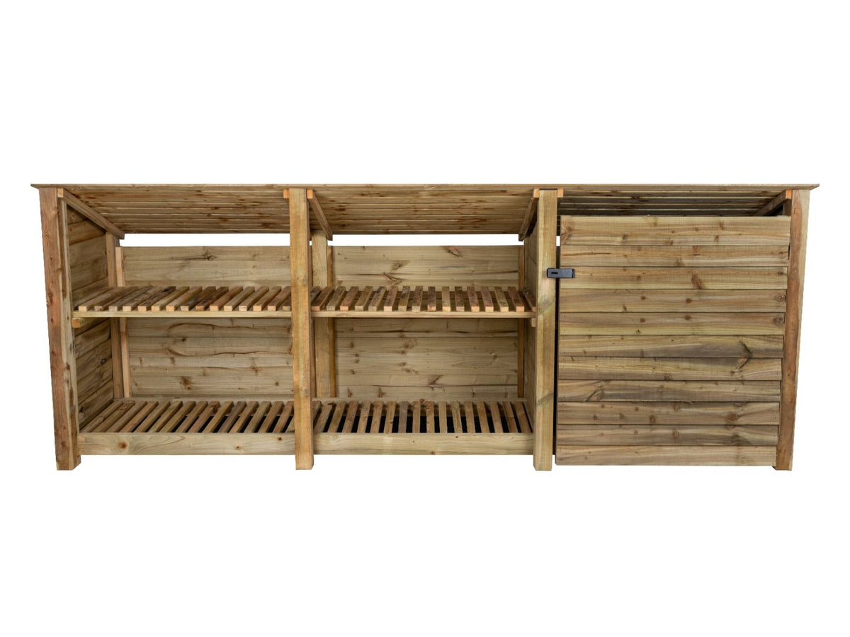 Wooden Garden Tool Storage (Roof Sloping Back) with Shelf W-335cm, H-126cm or 180cm, D-88cm - SGP Garden Ltd