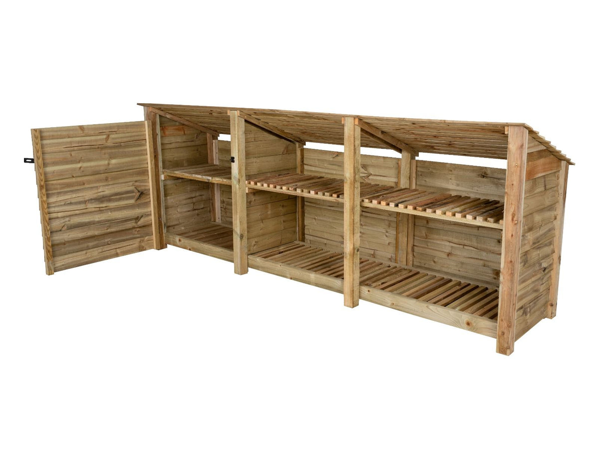 Wooden Garden Tool Storage (Roof Sloping Back) with Shelf W-335cm, H-126cm or 180cm, D-88cm - SGP Garden Ltd