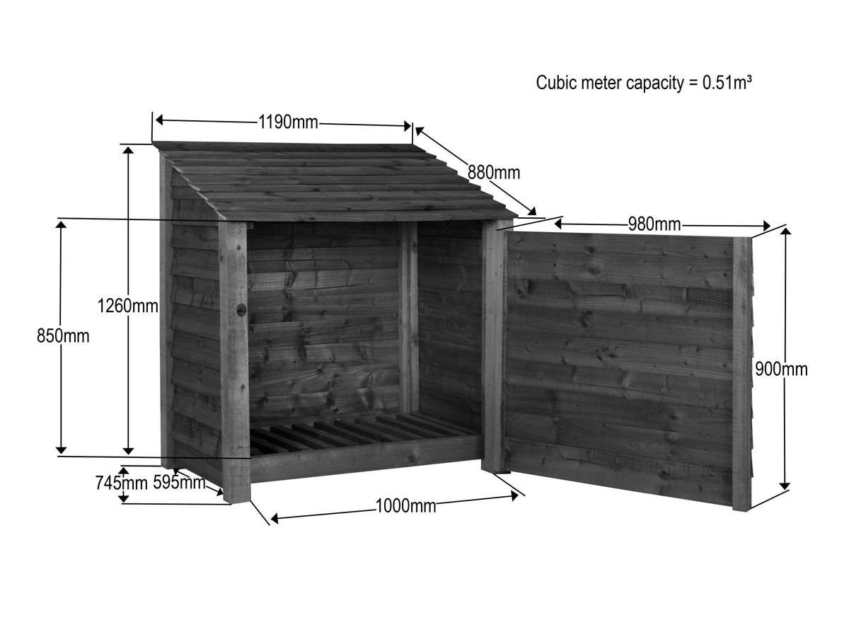 Wooden Garden Tool Storage W-119cm, H-126cm or 180cm, D-88cm - Brown Finish - SGP Garden Ltd