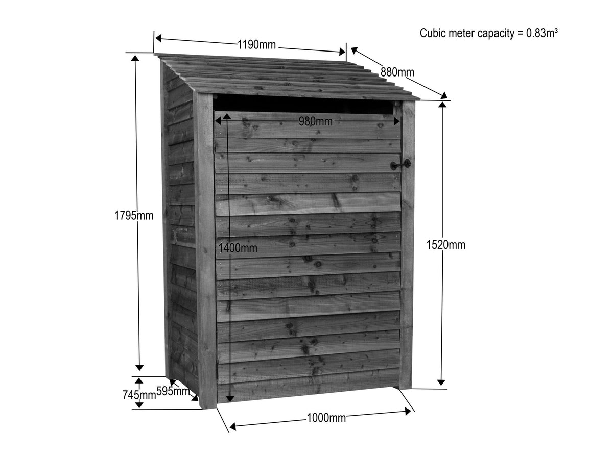 Wooden Garden Tool Storage W-119cm, H-126cm or 180cm, D-88cm - Brown Finish - SGP Garden Ltd