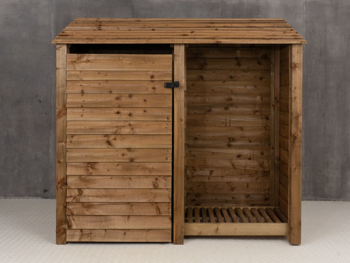 Wooden Garden Tool Storage W-187cm, H-126cm or 180cm, D-88cm - Brown Finish - SGP Garden Ltd