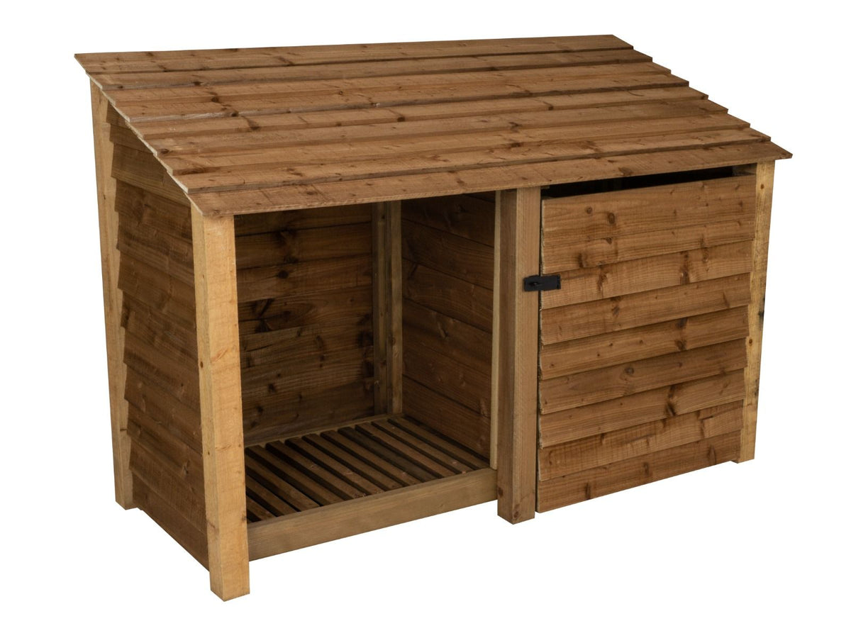 Wooden Garden Tool Storage W-187cm, H-126cm or 180cm, D-88cm - Brown Finish - SGP Garden Ltd