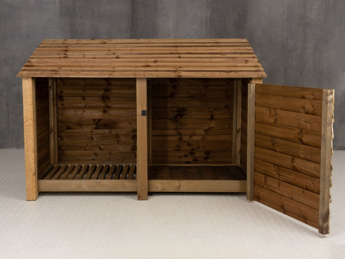 Wooden Garden Tool Storage W-187cm, H-126cm or 180cm, D-88cm - Brown Finish - SGP Garden Ltd