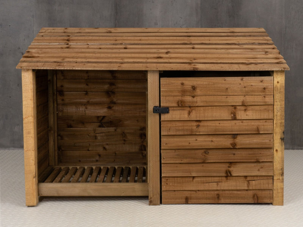 Wooden Garden Tool Storage W-187cm, H-126cm or 180cm, D-88cm - Brown Finish - SGP Garden Ltd