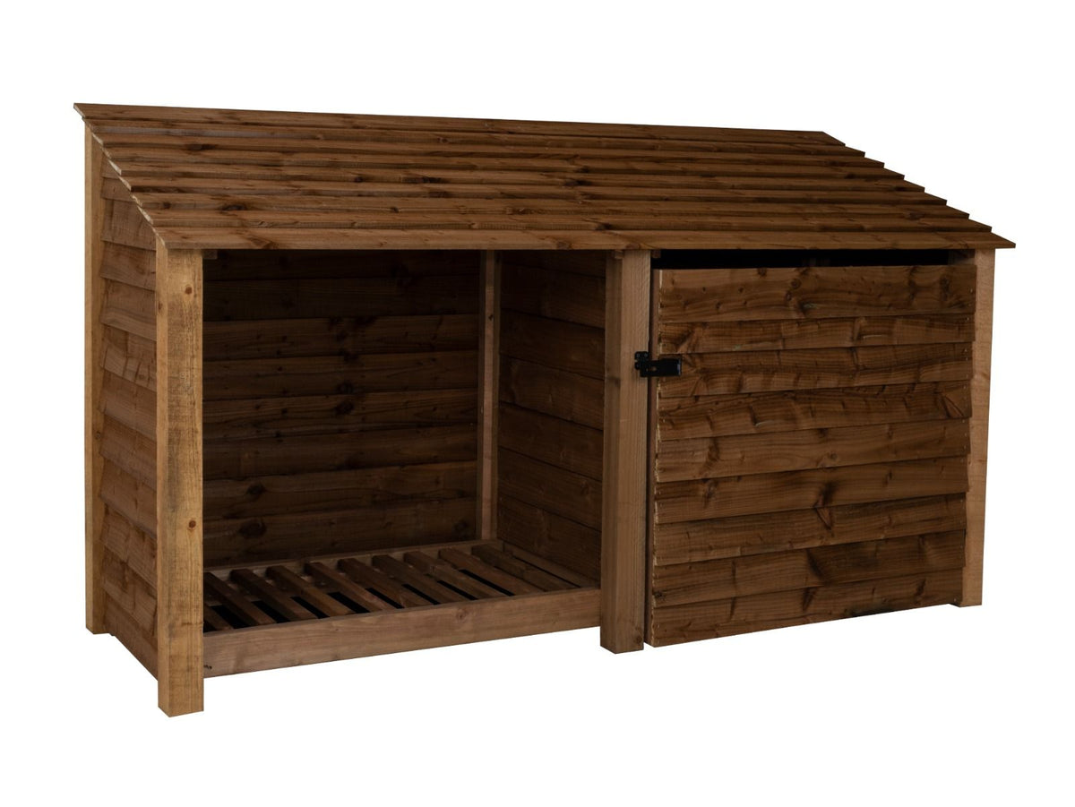 Wooden Garden Tool Storage W-227cm, H-126cm or 180cm, D-88cm - Brown Finish - SGP Garden Ltd