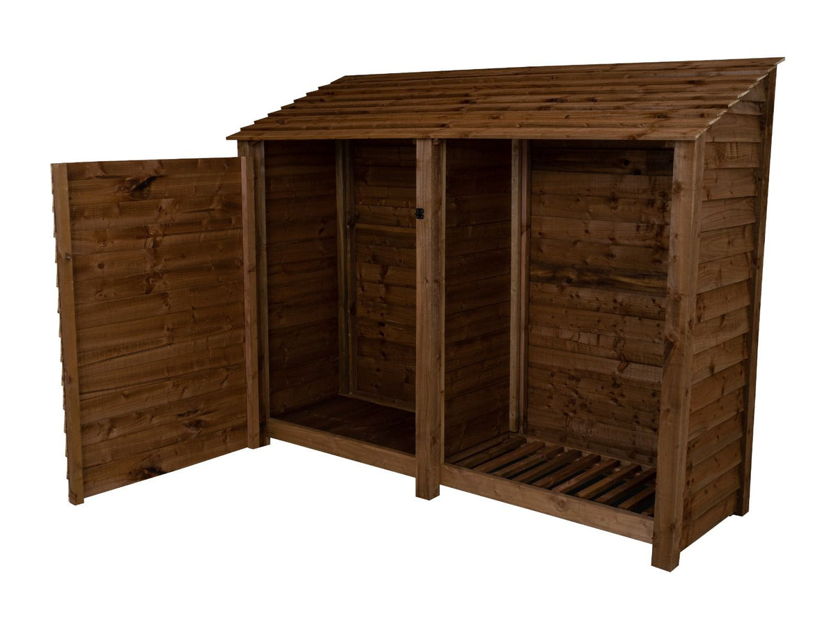 Wooden Garden Tool Storage W-227cm, H-126cm or 180cm, D-88cm - Brown Finish - SGP Garden Ltd