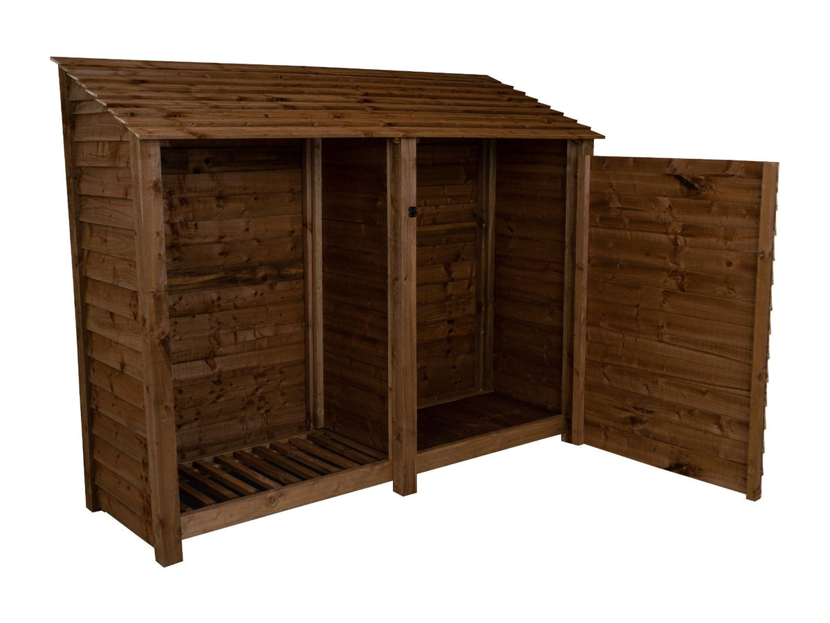 Wooden Garden Tool Storage W-227cm, H-126cm or 180cm, D-88cm - Brown Finish - SGP Garden Ltd